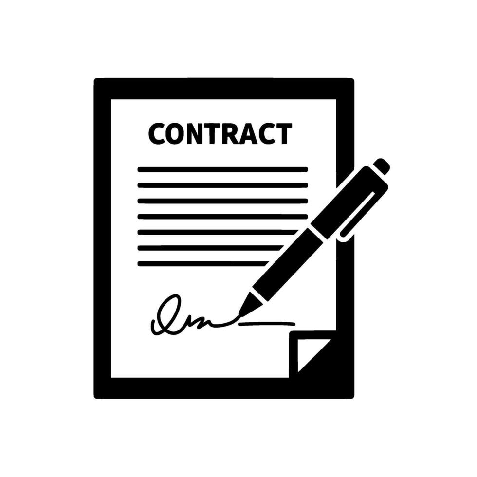 Signed Contract Icon Bold Black Document vector