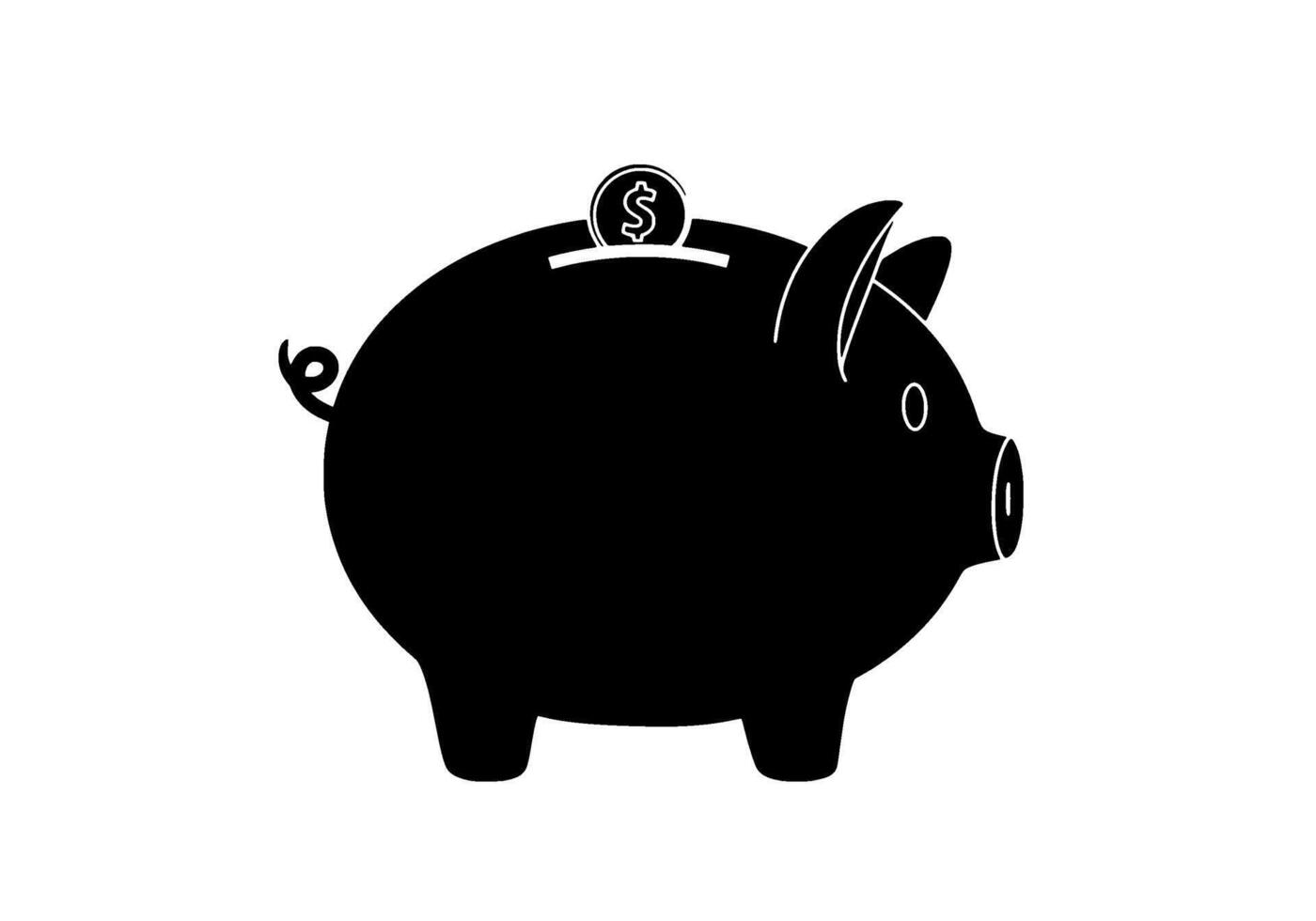Monochrome Piggy Bank Icon, Side View vector