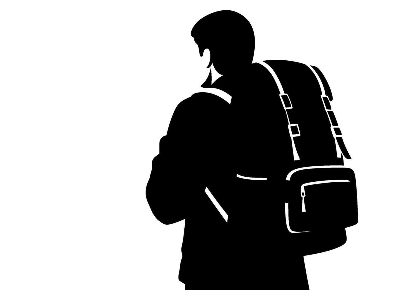 Monochromatic Hiker Silhouette with Backpack vector