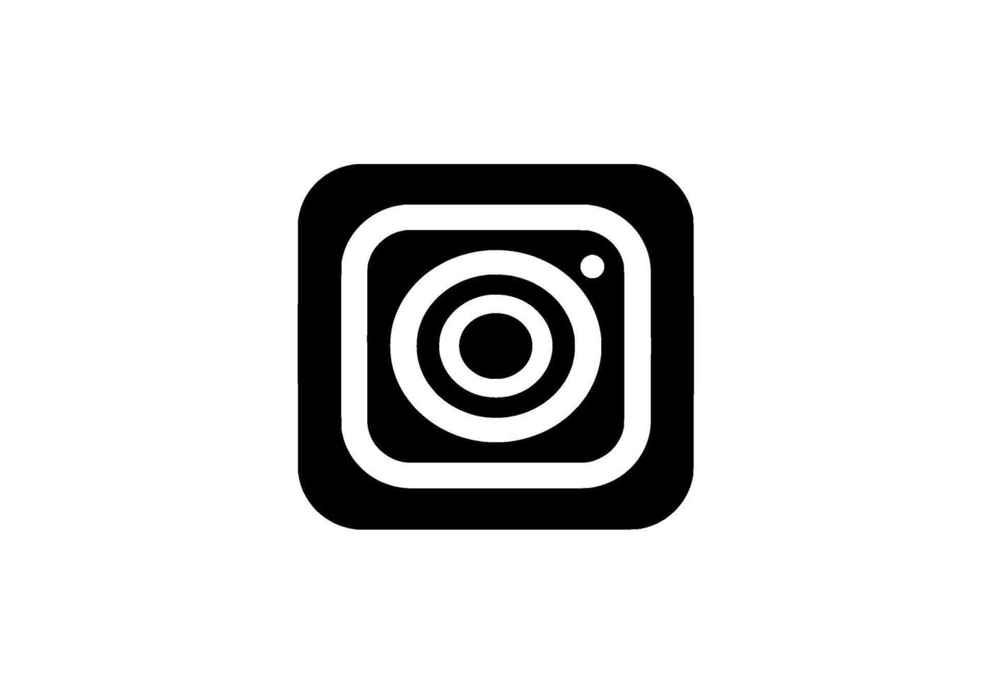 Bold Black Camera Icon with Concentric Circles vector