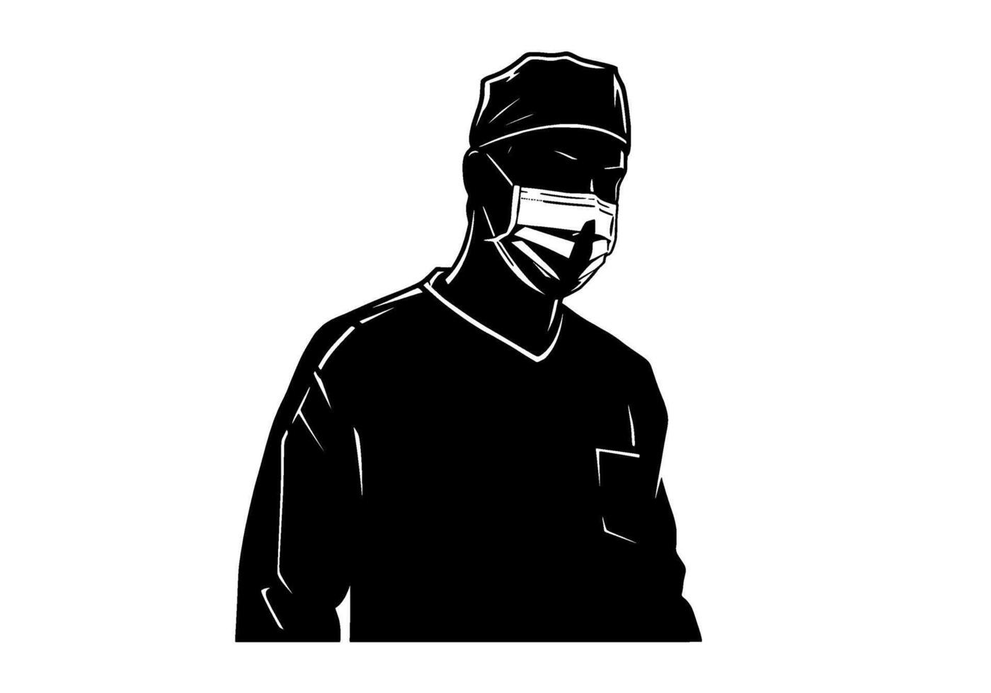 Masked Doctor Silhouette Medical Professional Icon vector
