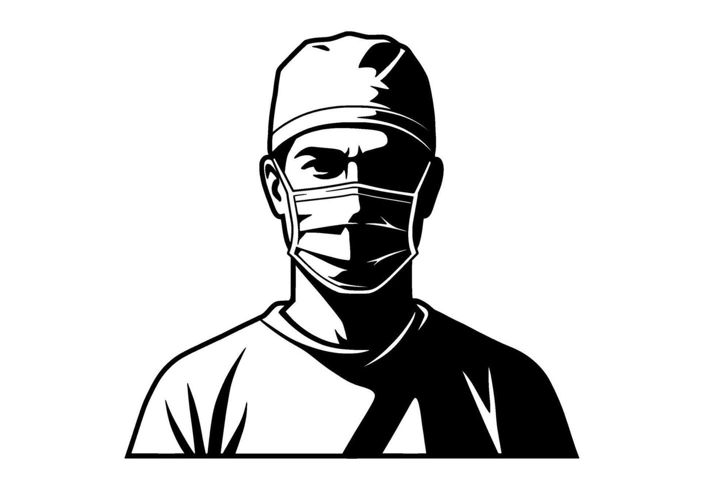 Serious Surgeon in Mask Monochrome Icon vector