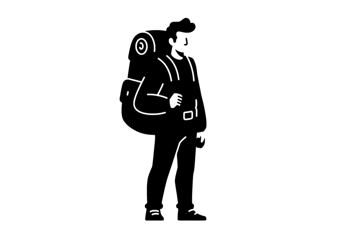 Monochromatic Backpacker Icon vector