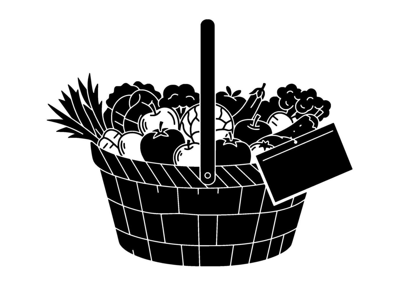 Farm Fresh Produce Basket Silhouette vector