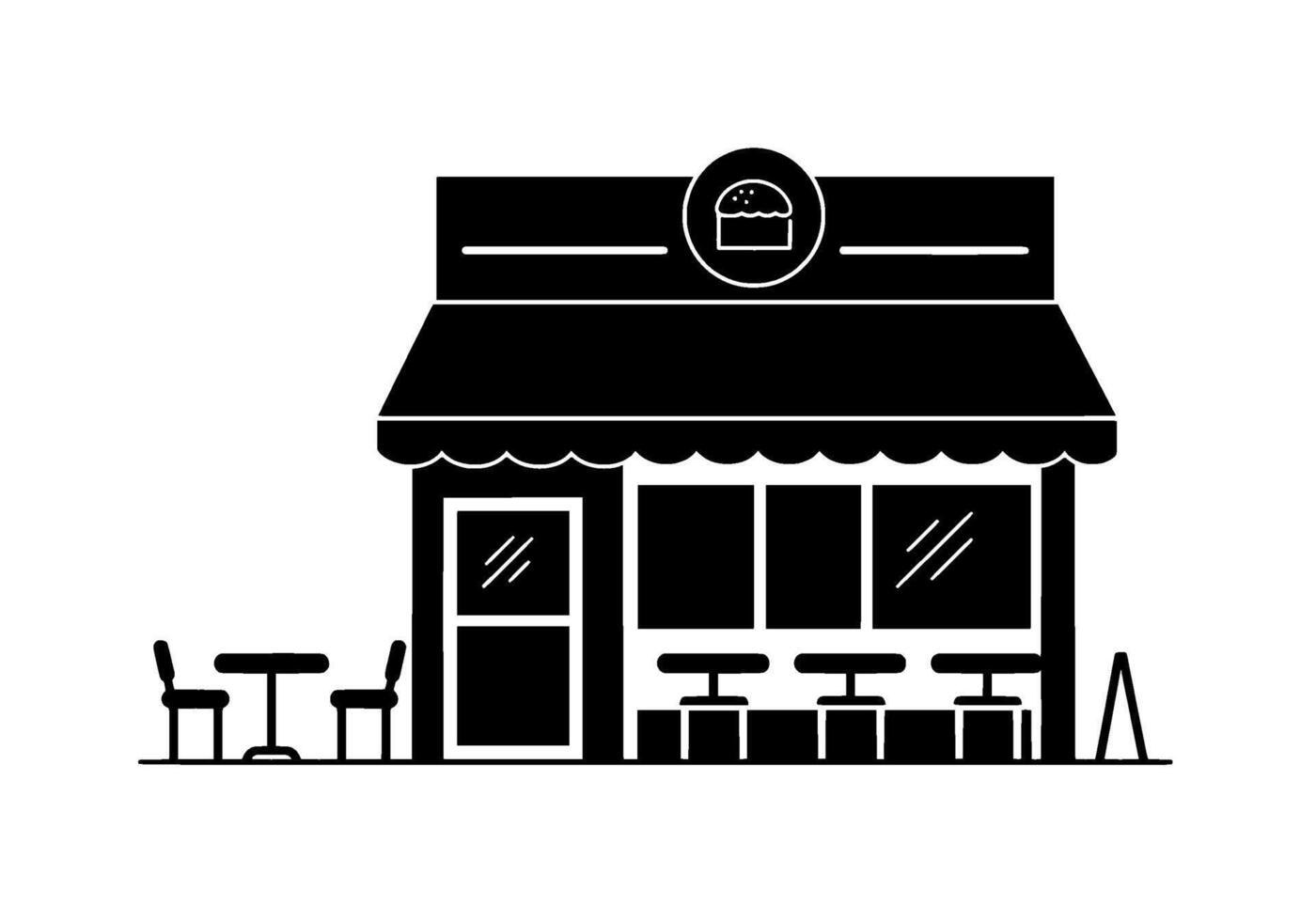 Bakery Shop Exterior Monochrome Icon vector