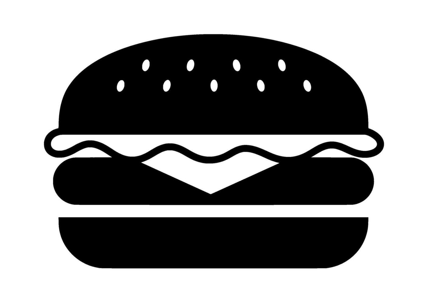 Simple Black and White Burger Icon vector