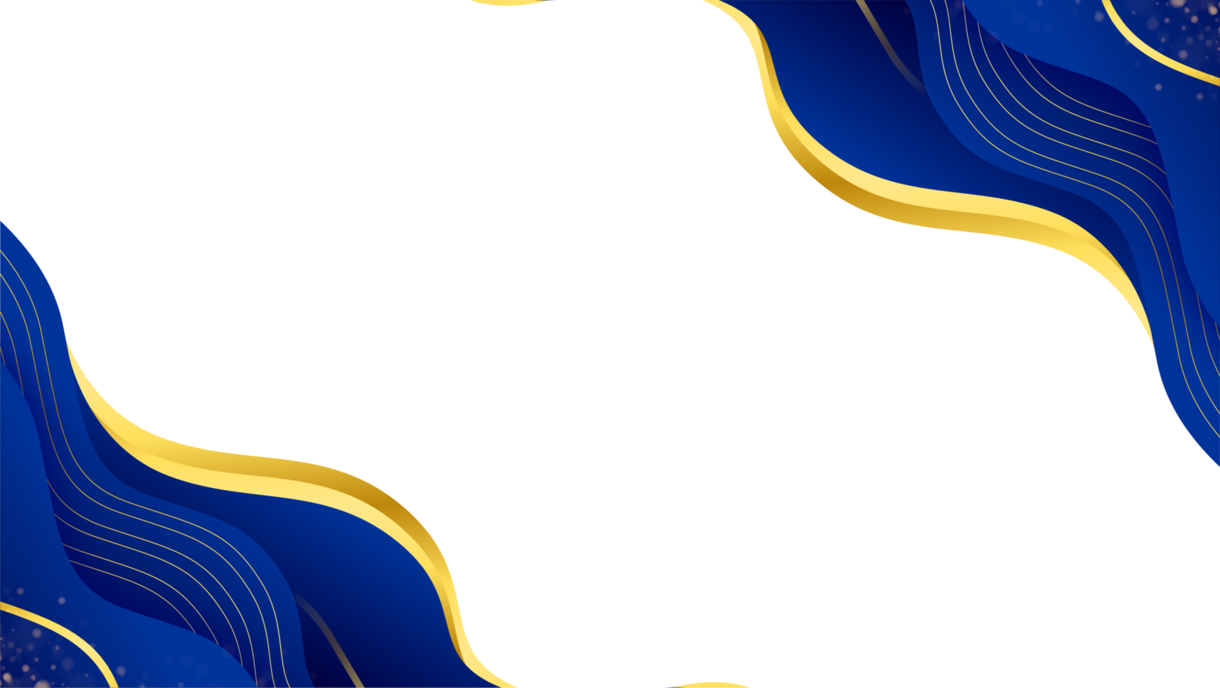 Luxury blue and gold curved lines frame background png