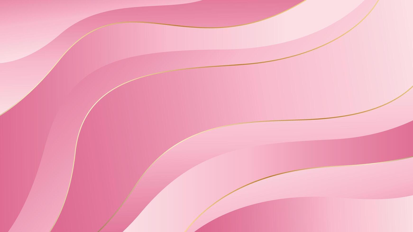 Elegant pink luxury background with golden wavy lines. Suitable for beauty design, templates and banners vector