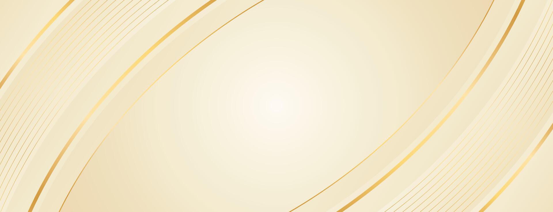 Elegant beige luxury banner background with gold lines. Abstract curved shapes. Suitable for web banners, templates, headers, pages, sales, ads, awards, events and more vector