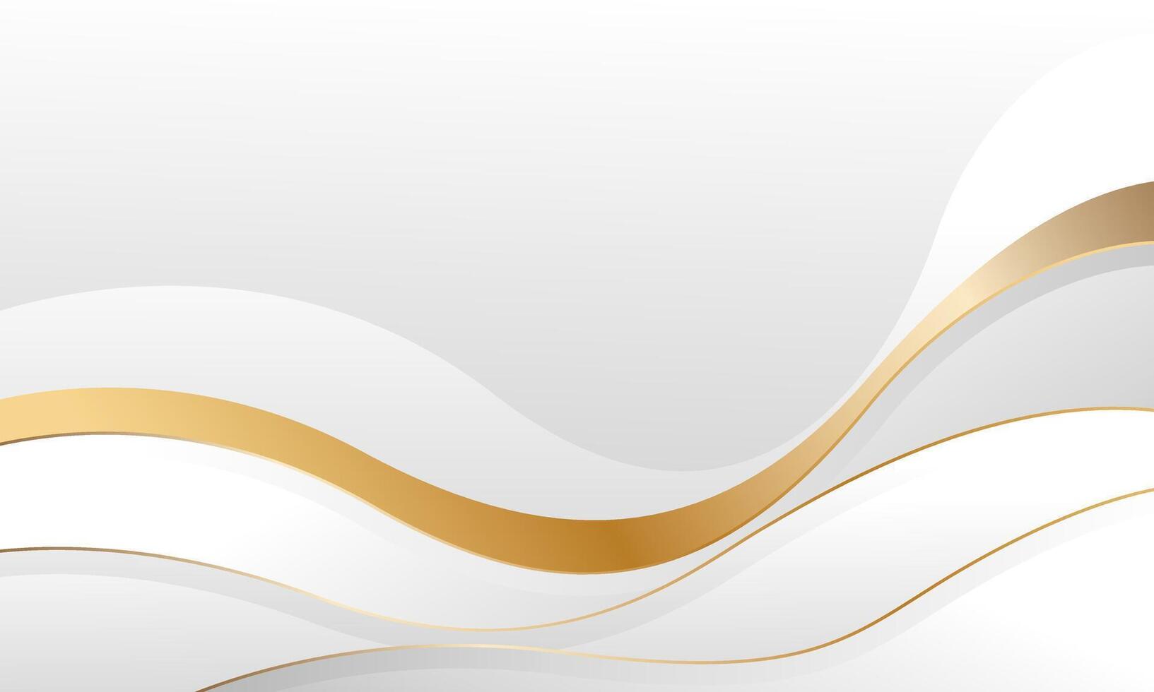 Minimalist White and Gray Elegant Background with Gold Wavy Lines vector