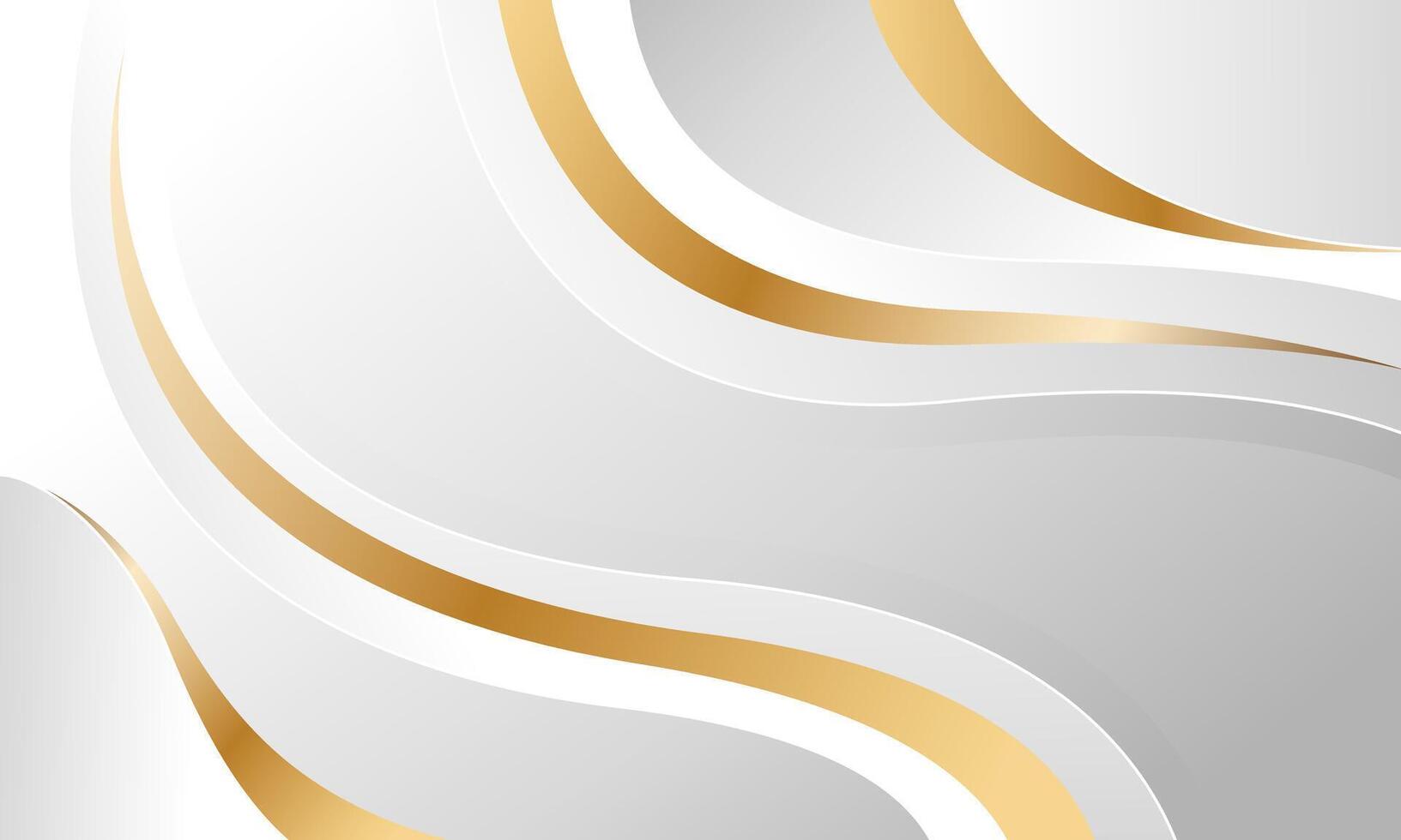 Elegant white-gray and gold luxury wave background vector