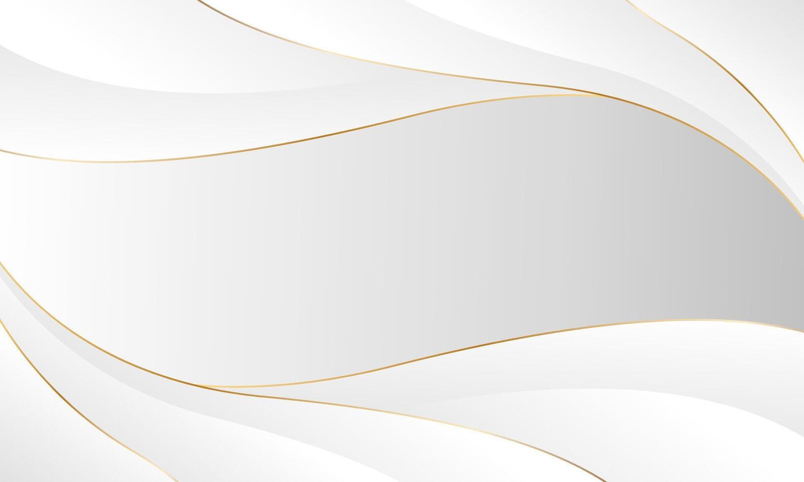 Abstract withe and gray wave background with gold lines vector