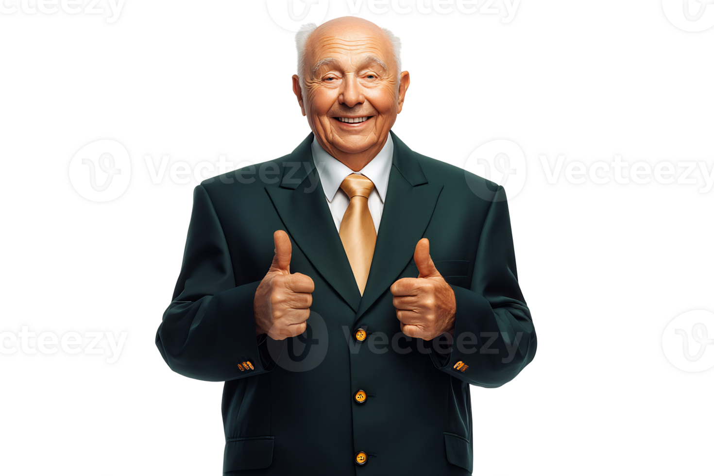 An older man in a suit and tie giving a thumbs up png