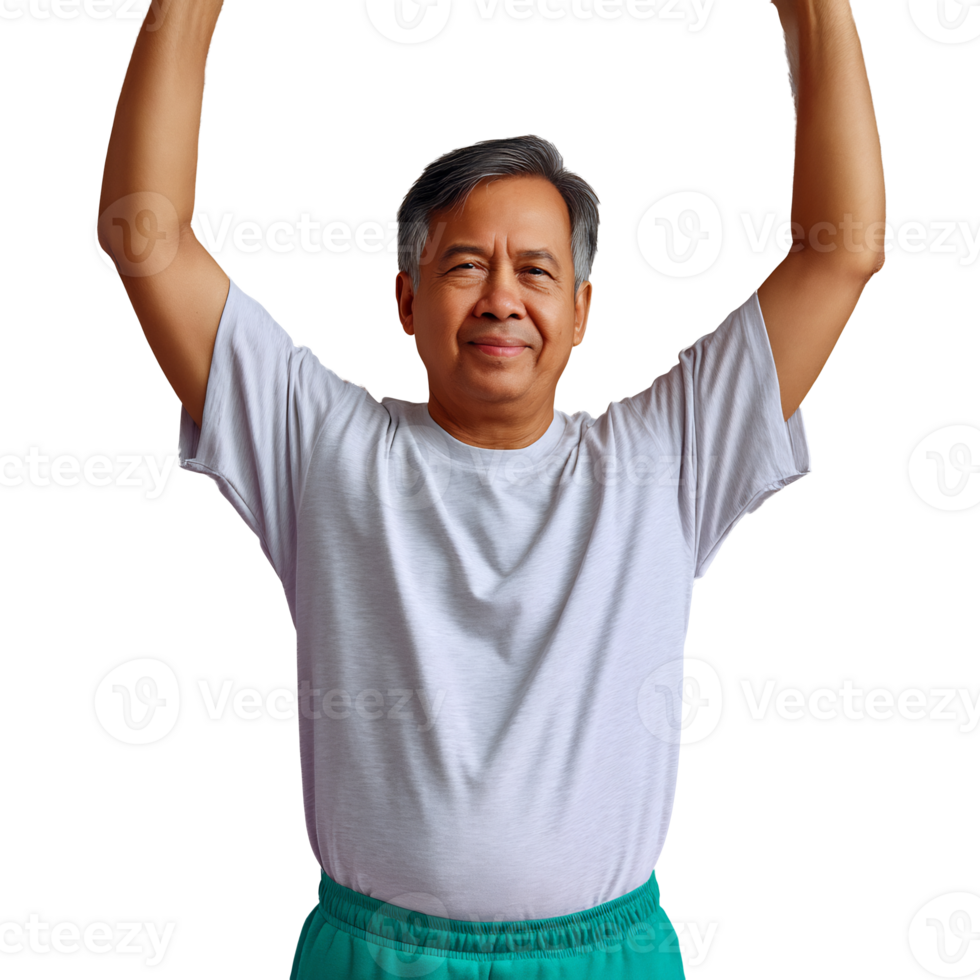 A man is holding up his arms in the air png