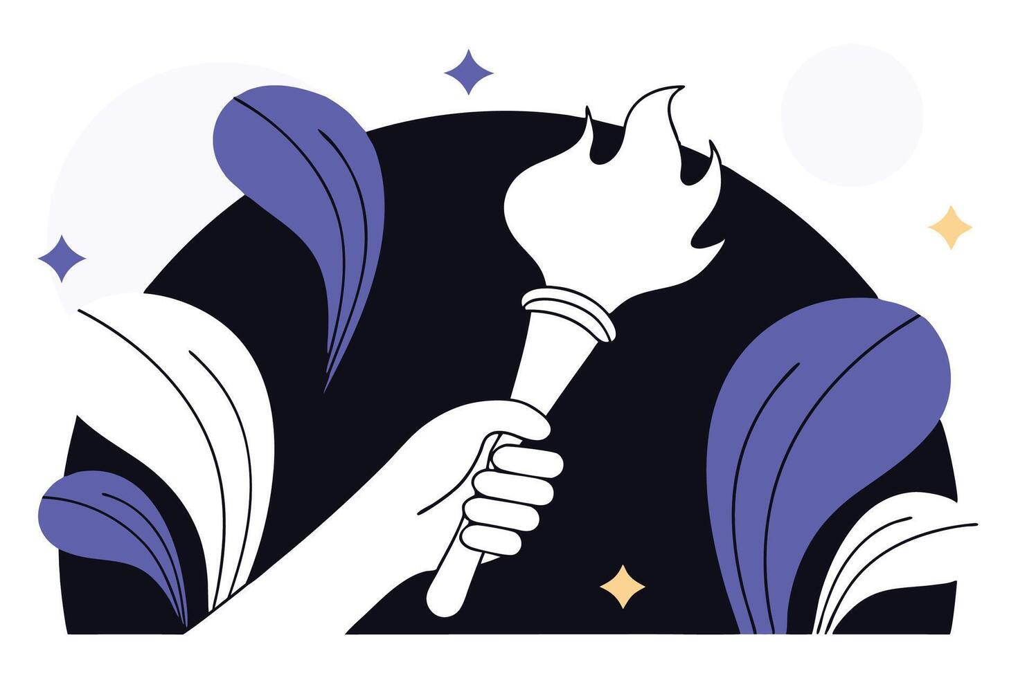 Illustration of a hand holding a torch representing leadership, courage, and guidance in a compelling graphic style vector