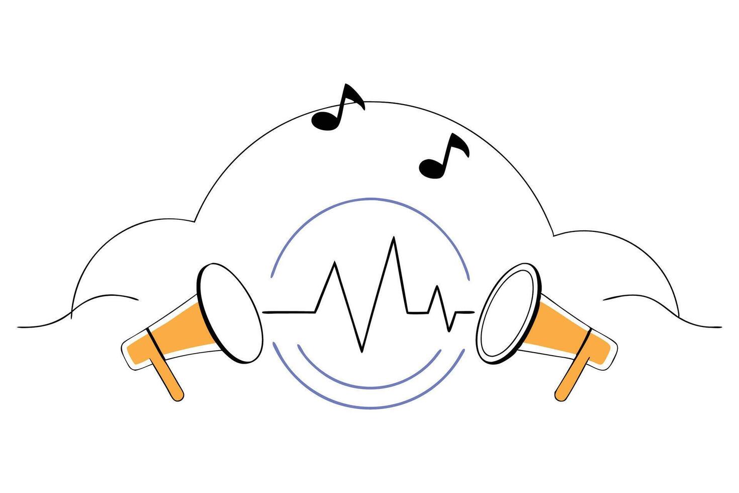 Heartbeat of Music Represented by Audio Waves and Melodies in Dynamic Sound Art vector