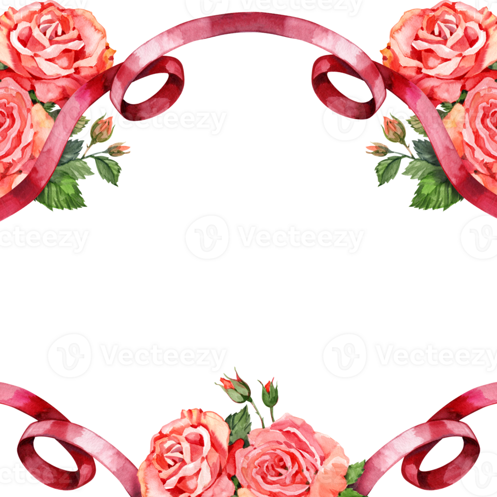 Vintage rose red flower frame background with text space png