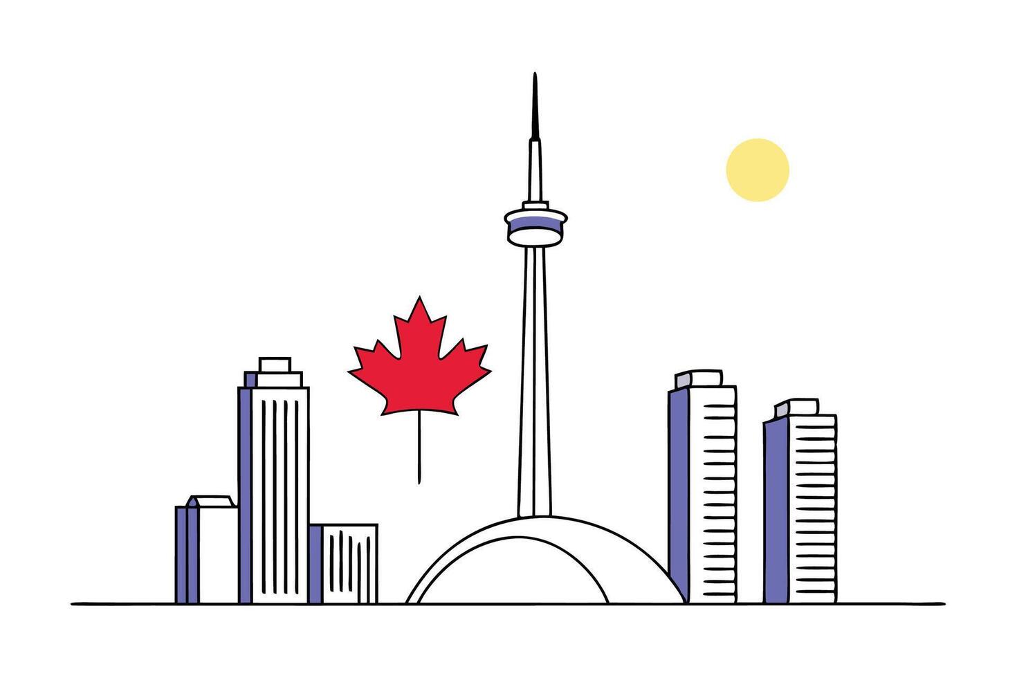 The Joy of Canada Day Reflected in a Red Maple Leaf Flag and Urban Cityscape Celebrating Canadian Pride Through Vivid Artwork and Urban Detailing vector