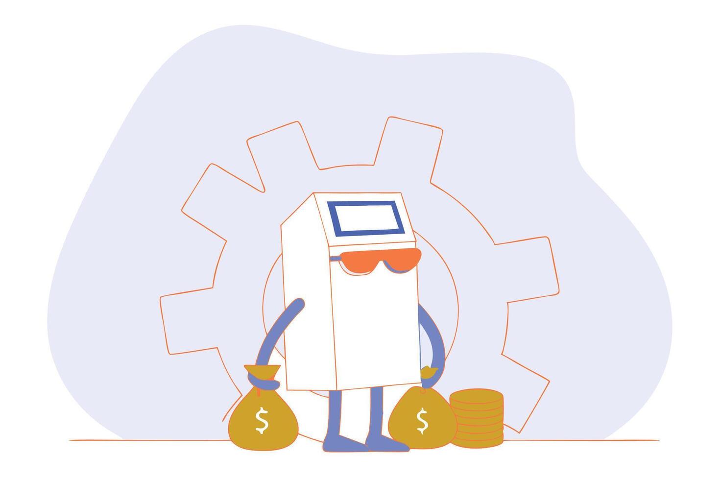 Cool animated cash machine character sporting stylish sunglasses with a humorous vibe ideal for promoting banking services or money-related content vector