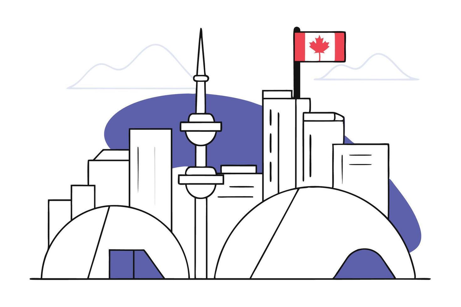 Modern Canada Day celebration scene with architecture and red white colors stylish urban design for holiday events national campaigns or festive Canadian visuals vector