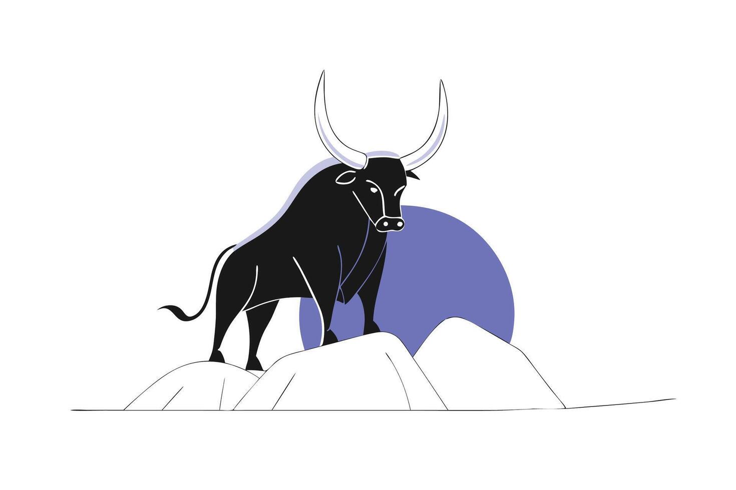 An Intense and Mighty Bull Poses Heroically Against a Glowing Sunset Showcasing Bold Strength and Dominance with a Vivid Artistic Expression of Power vector