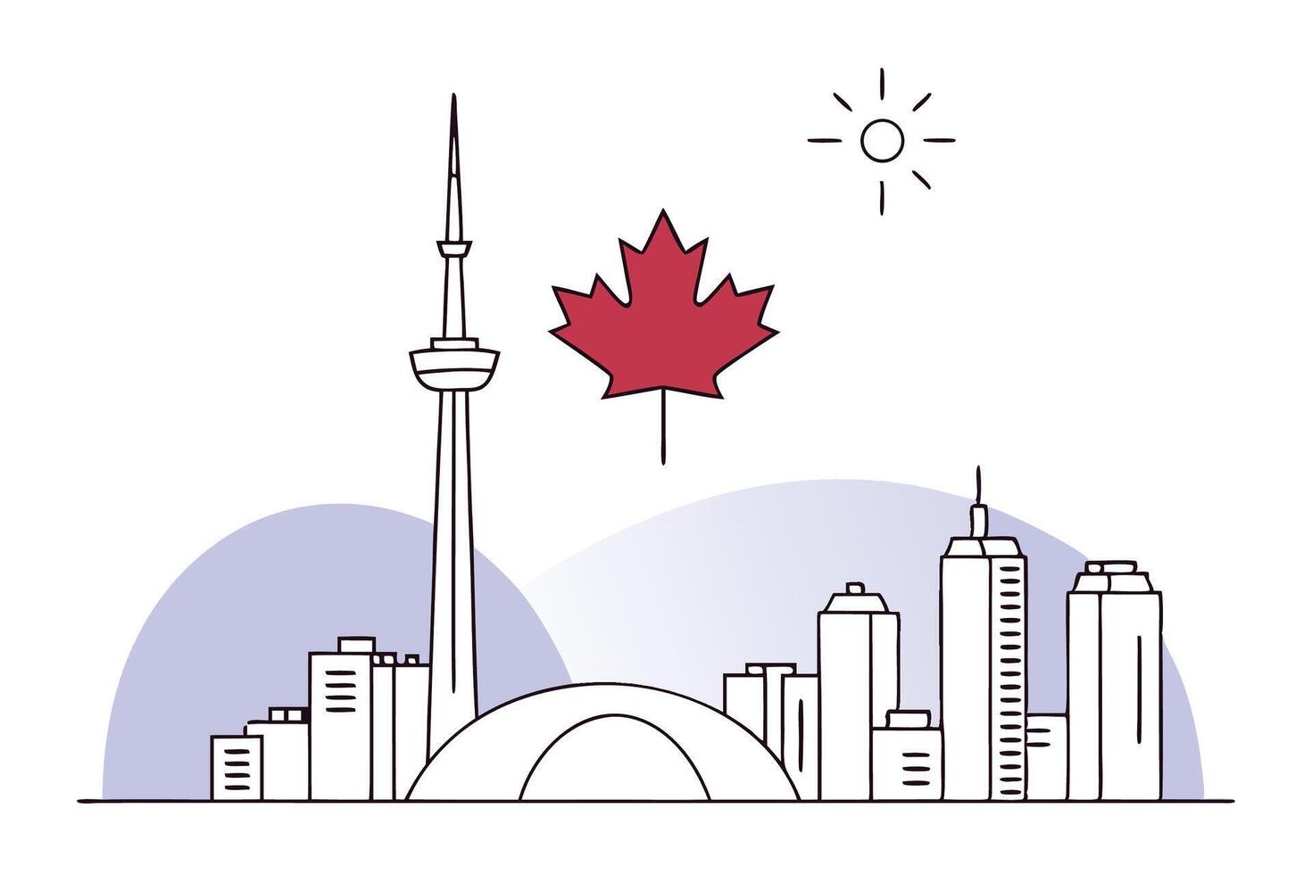 City Skylines Light Up in Red with Maple Leaf Flags Celebrating Canada Day as Symbols of Unity National Spirit and the Rich Culture of Canadian Cities vector