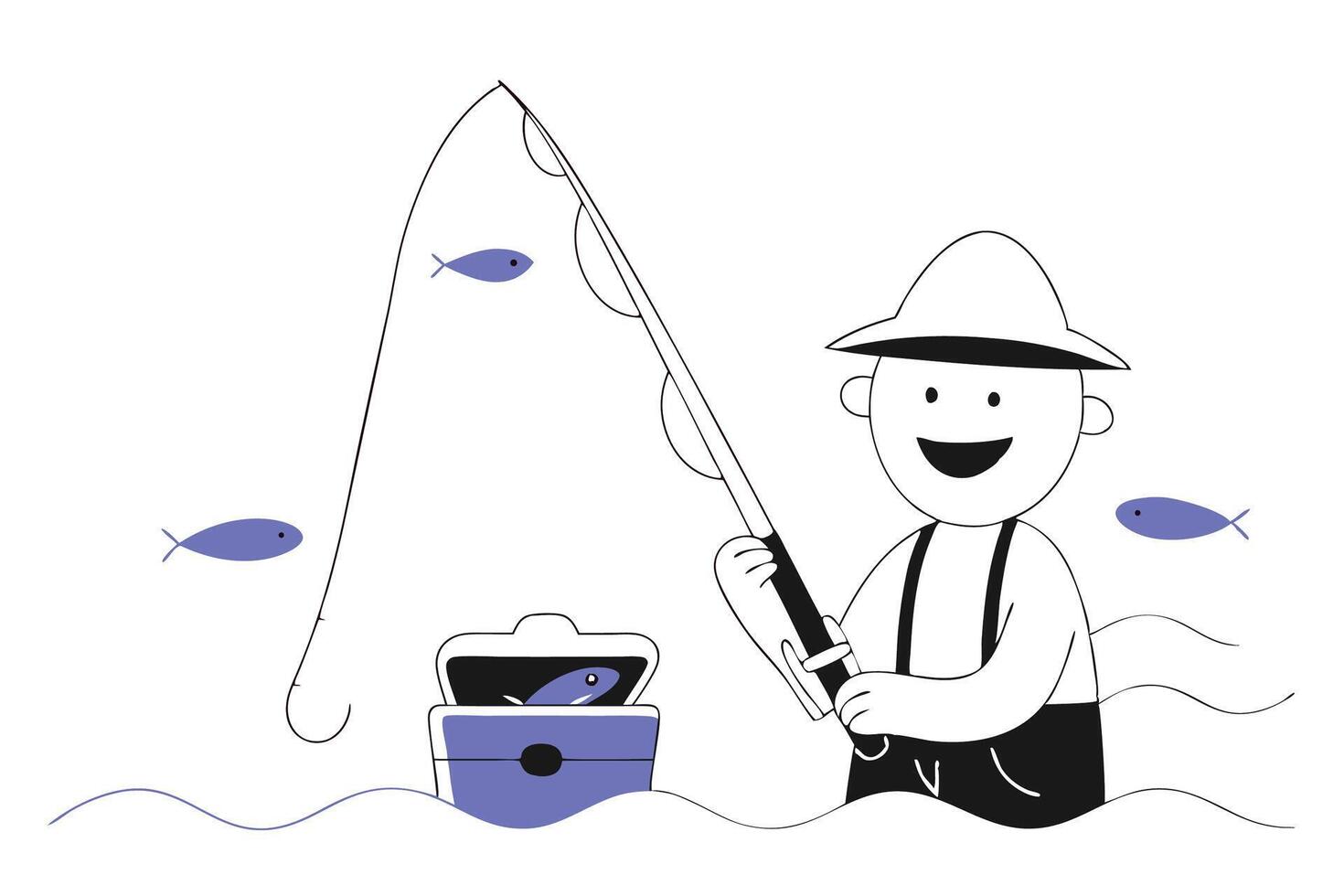 Cartoon Drawing of a Happy Character with Expressive Features and a Light Mood vector