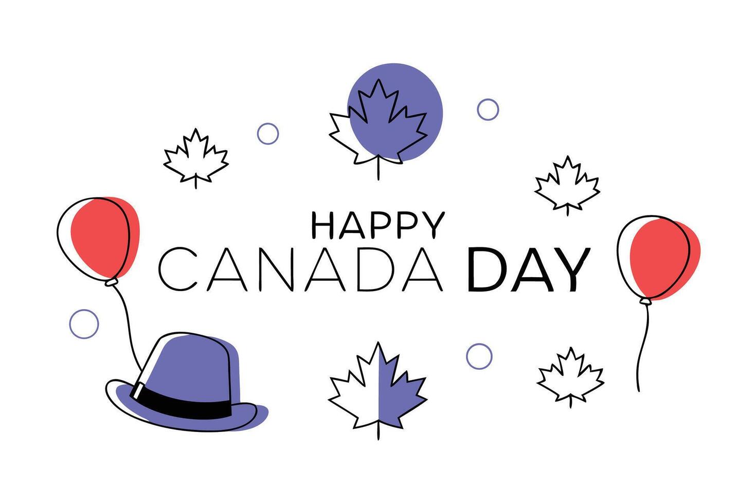 A group of red and white maple leaves floats alongside a red balloon representing national pride and celebration in a visually uplifting Canadian-themed artwork vector