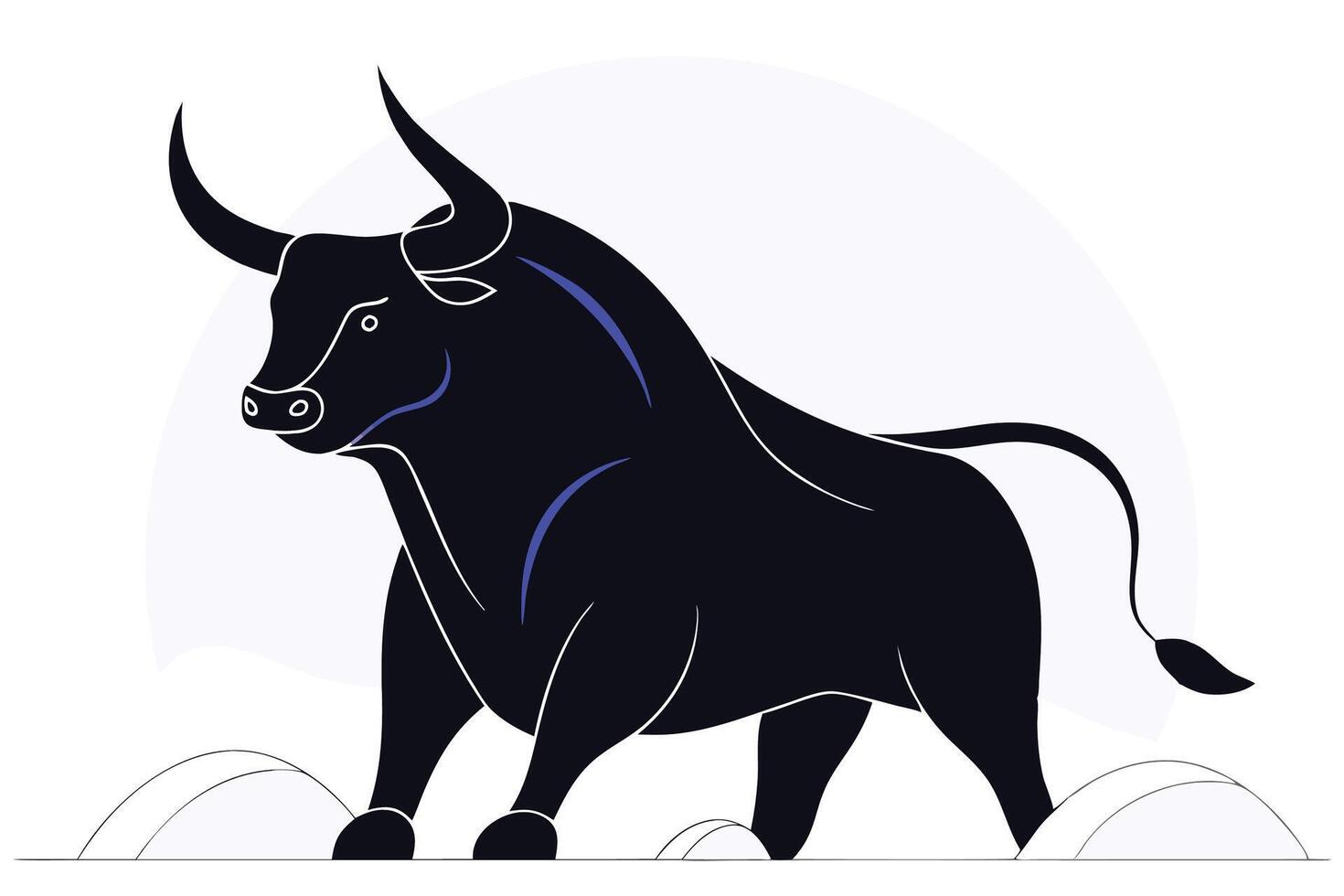 A Majestic and Powerful Bull Stands Boldly Against a Fiery Orange Backdrop Symbolizing Strength Courage and Raw Energy in a Stunning Artistic Illustration vector