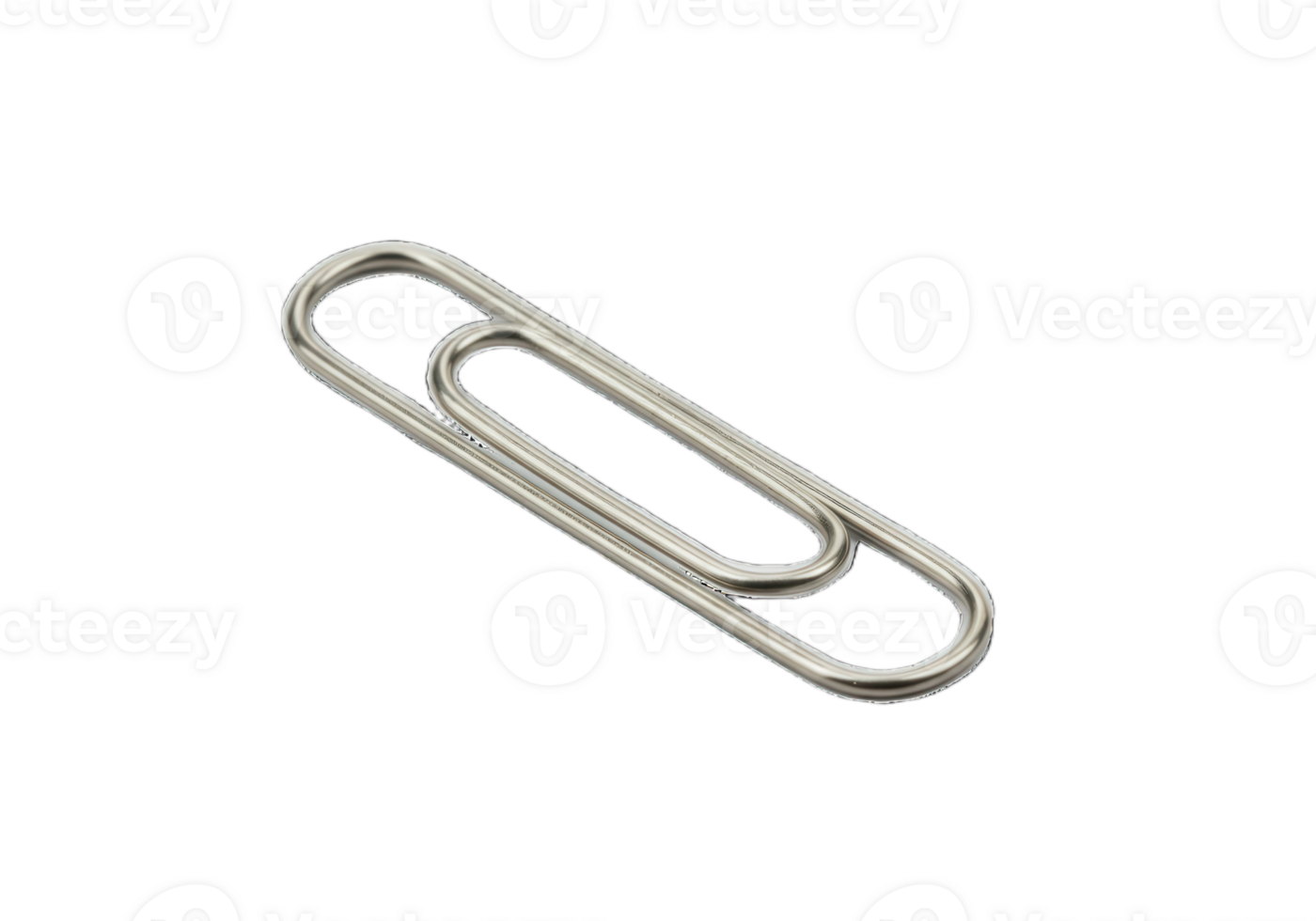 Silver paperclip isolated on transparent background for office use png