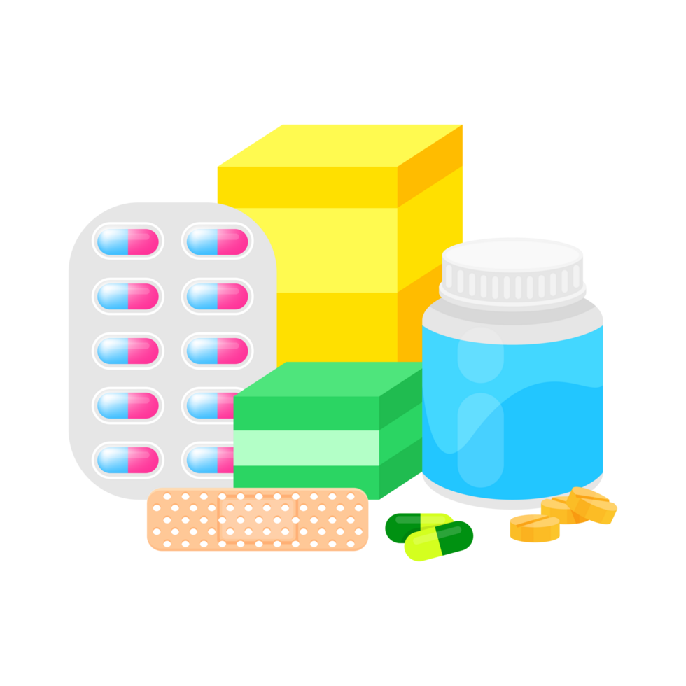 A variety of pills and pills are shown png