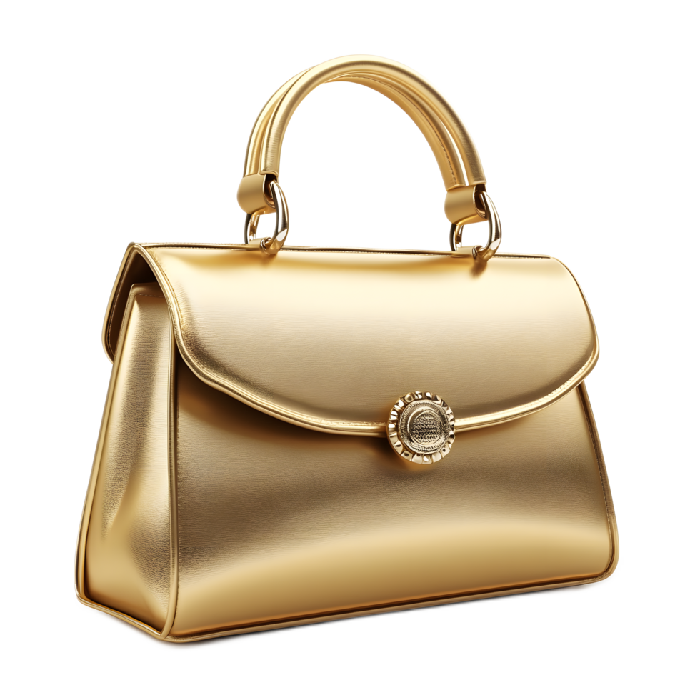 A luxurious golden handbag with a sleek design png