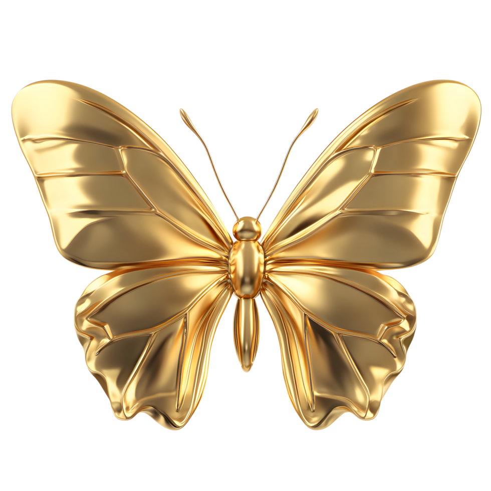 Gleaming golden butterfly with intricate wings png