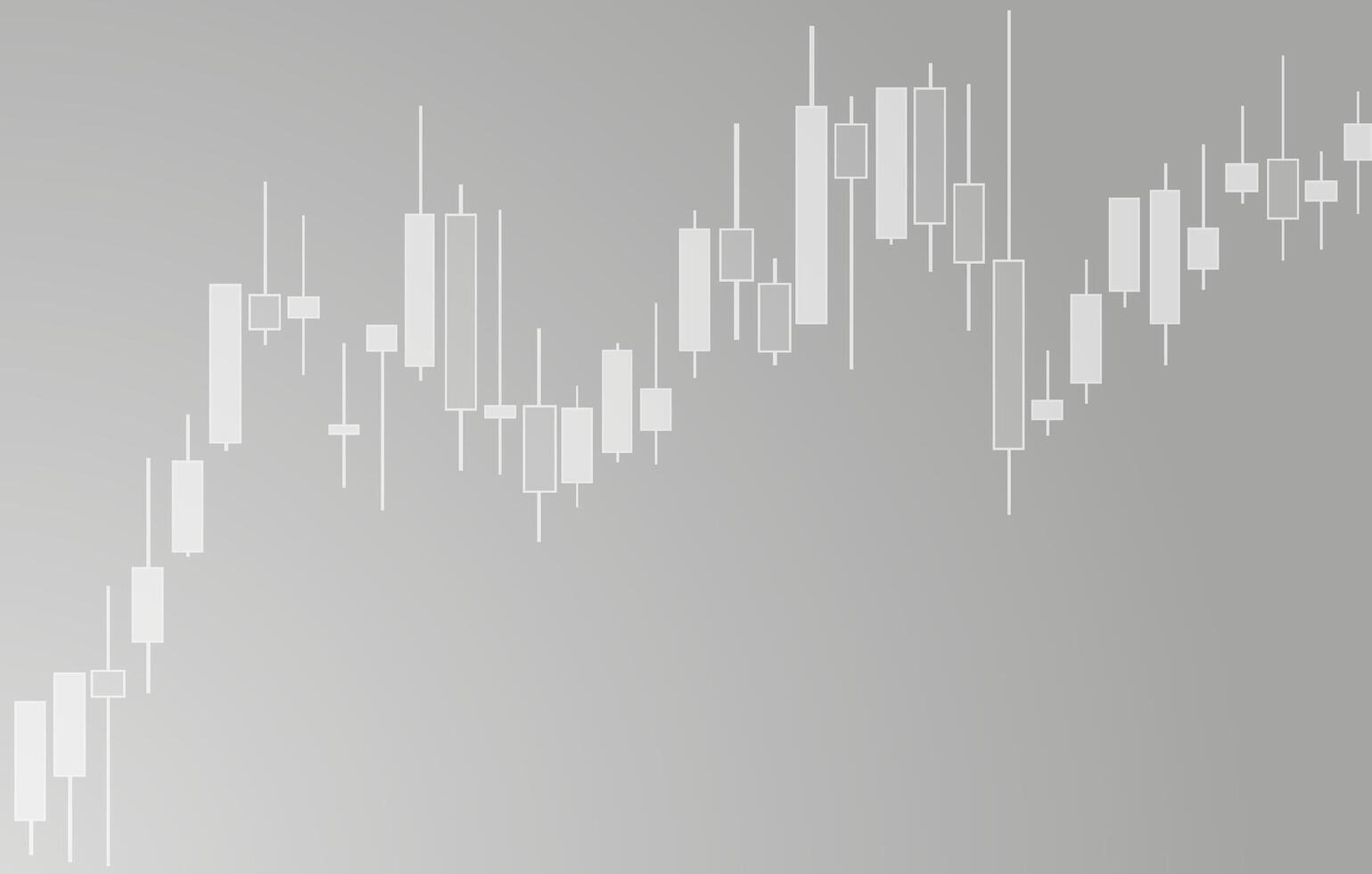 This illustration features a trading chart with varying candlestick patterns on a minimalistic background. It represents market trends used in financial analysis and decision-making vector