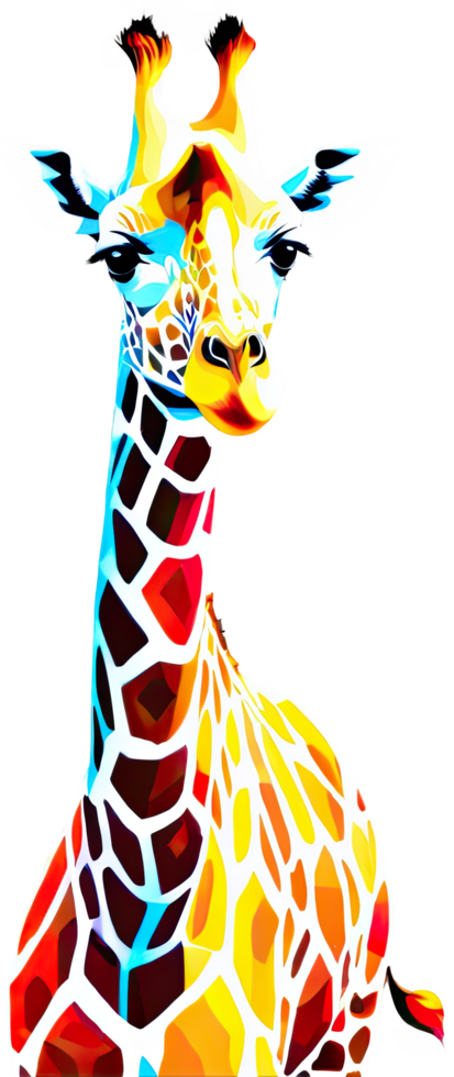 Abstract giraffe art with vibrant colors, bold outlines, and a captivating, stylized illustration png
