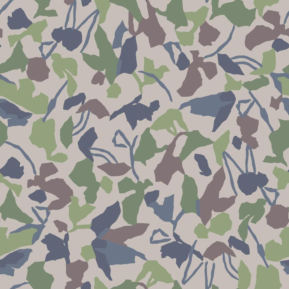 abstract botanical illustration seamless repeat pattern vector