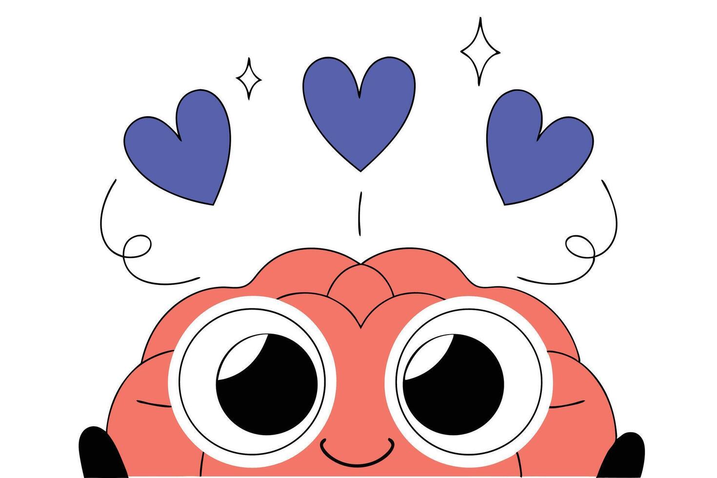 Cheerful Cartoon Pink Brain Character Designed to Promote Brain Power, Learning, and Creative Thinking in Visual Arts vector