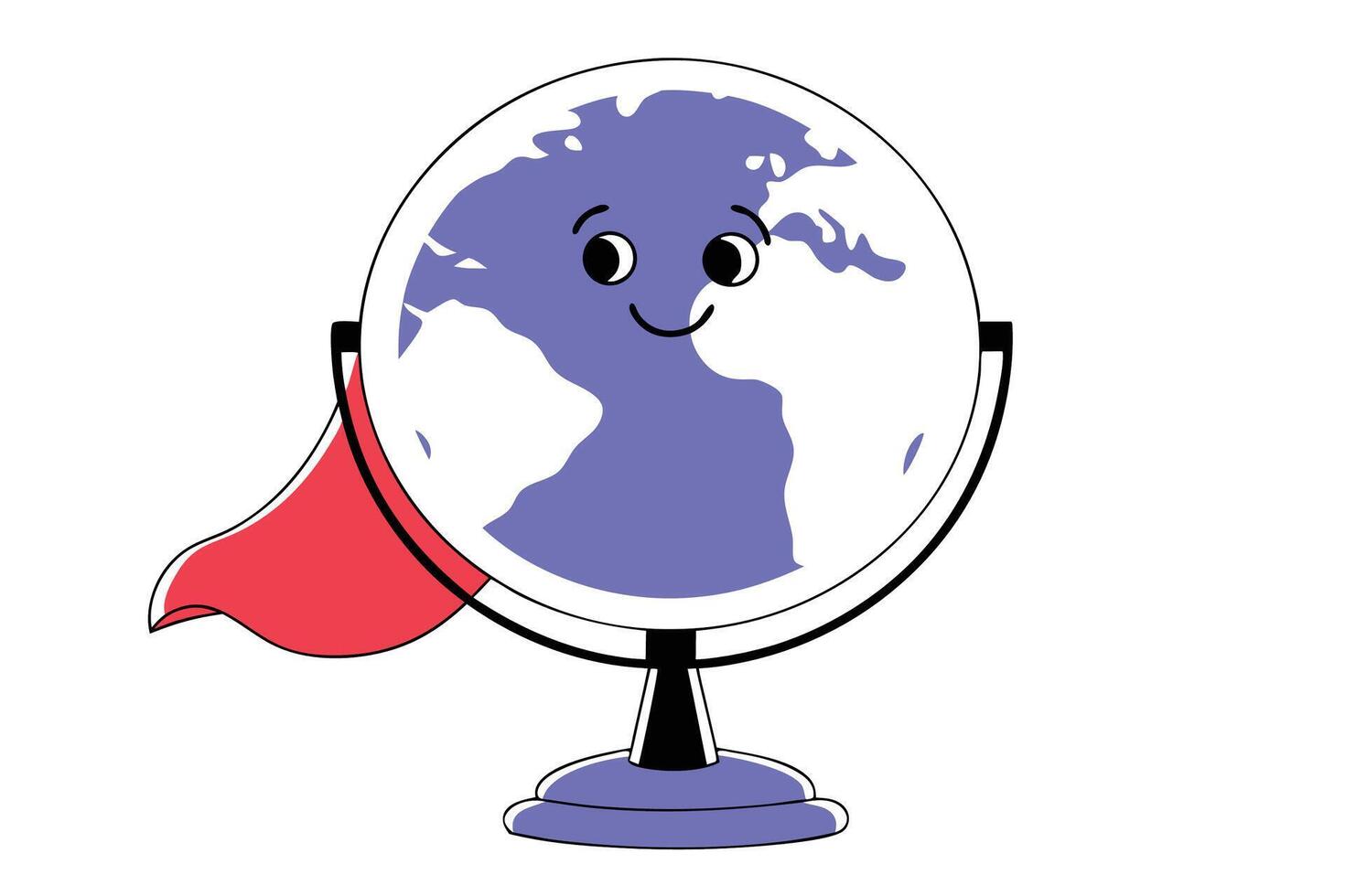 Adorable cartoon earth globe with a cute smiling face wearing accessories, designed to promote environmental awareness with a friendly and approachable look vector