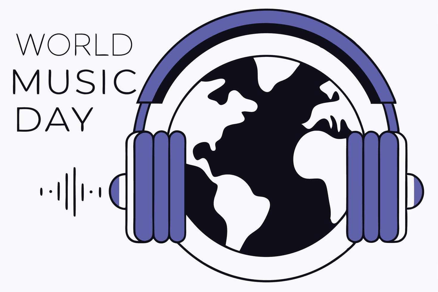 Colorful world music theme featuring earth globe with headphones and notes representing harmony and cultural connection vector