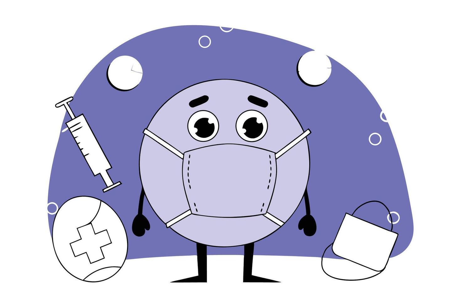 Gray Healthcare Object in a Caricature Style Cartoon with a Round and Funny Shape vector