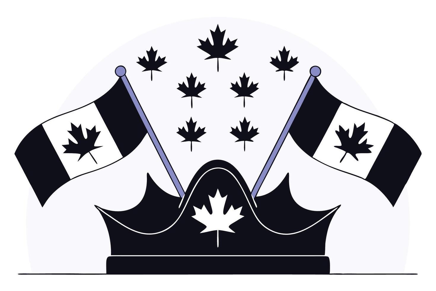 Patriotic crown illustration with maple leaves and Canadian flags celebrating Victoria Day in a vibrant and symbolic artwork full of national spirit vector