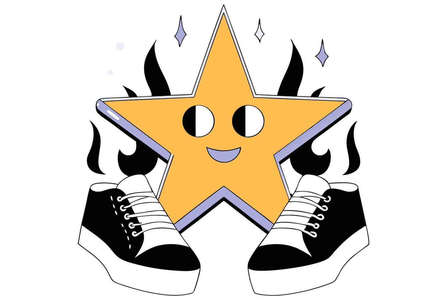 Cute and friendly yellow star cartoon character shining in a playful style ideal for lively, fun, and colorful creative artwork and designs vector