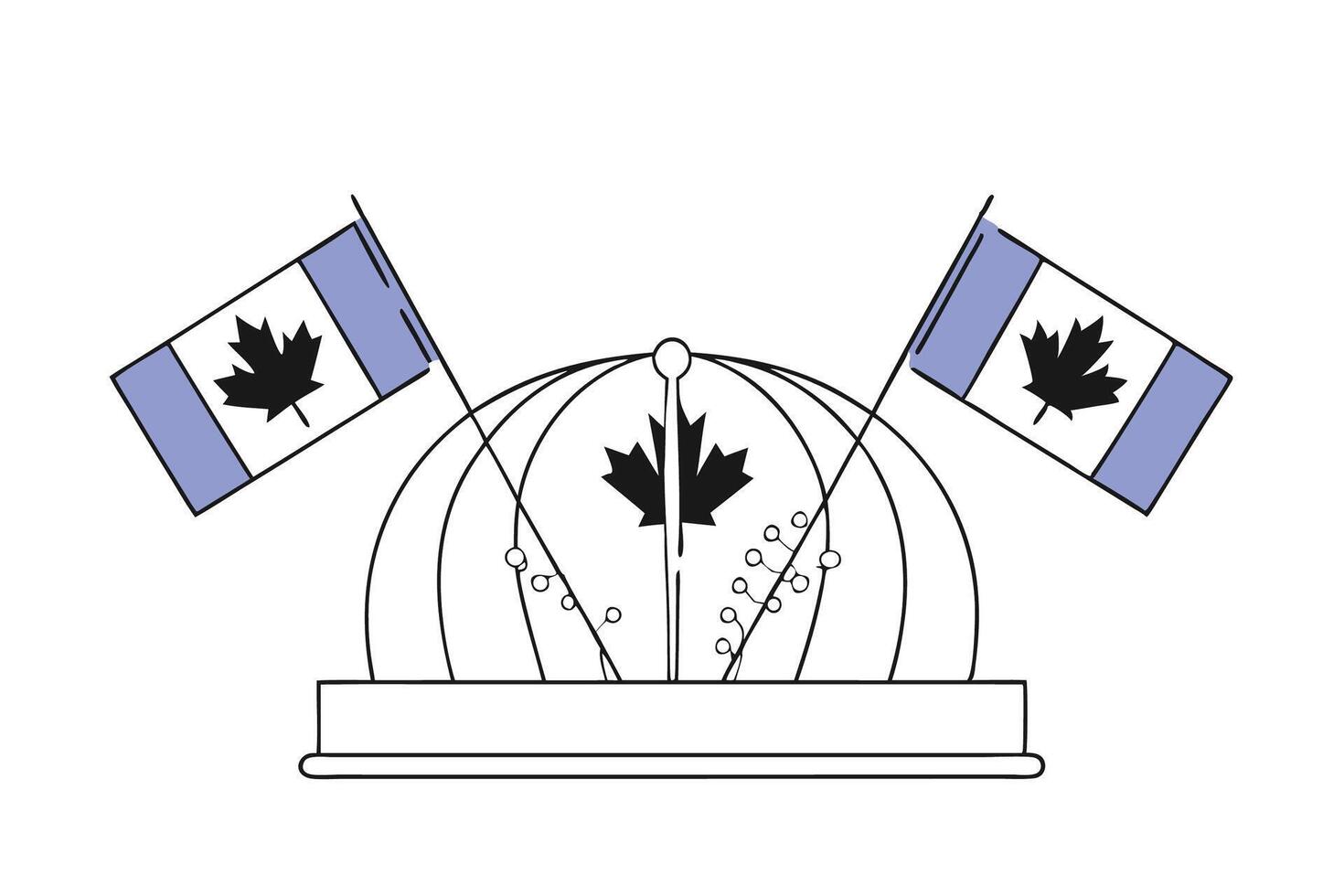 Canadian crown decorated with maple leaves and flags representing Victoria Day in a stylish and festive design expressing Canadian pride vector