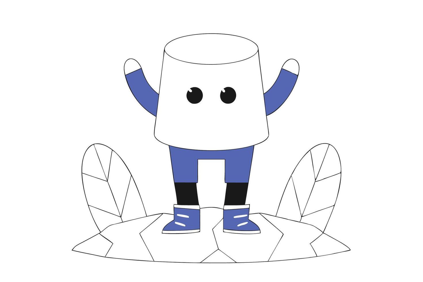 Detailed grey scale cartoon character illustration of a sugar cube with a unique artistic style suitable for creative projects and fun branding vector