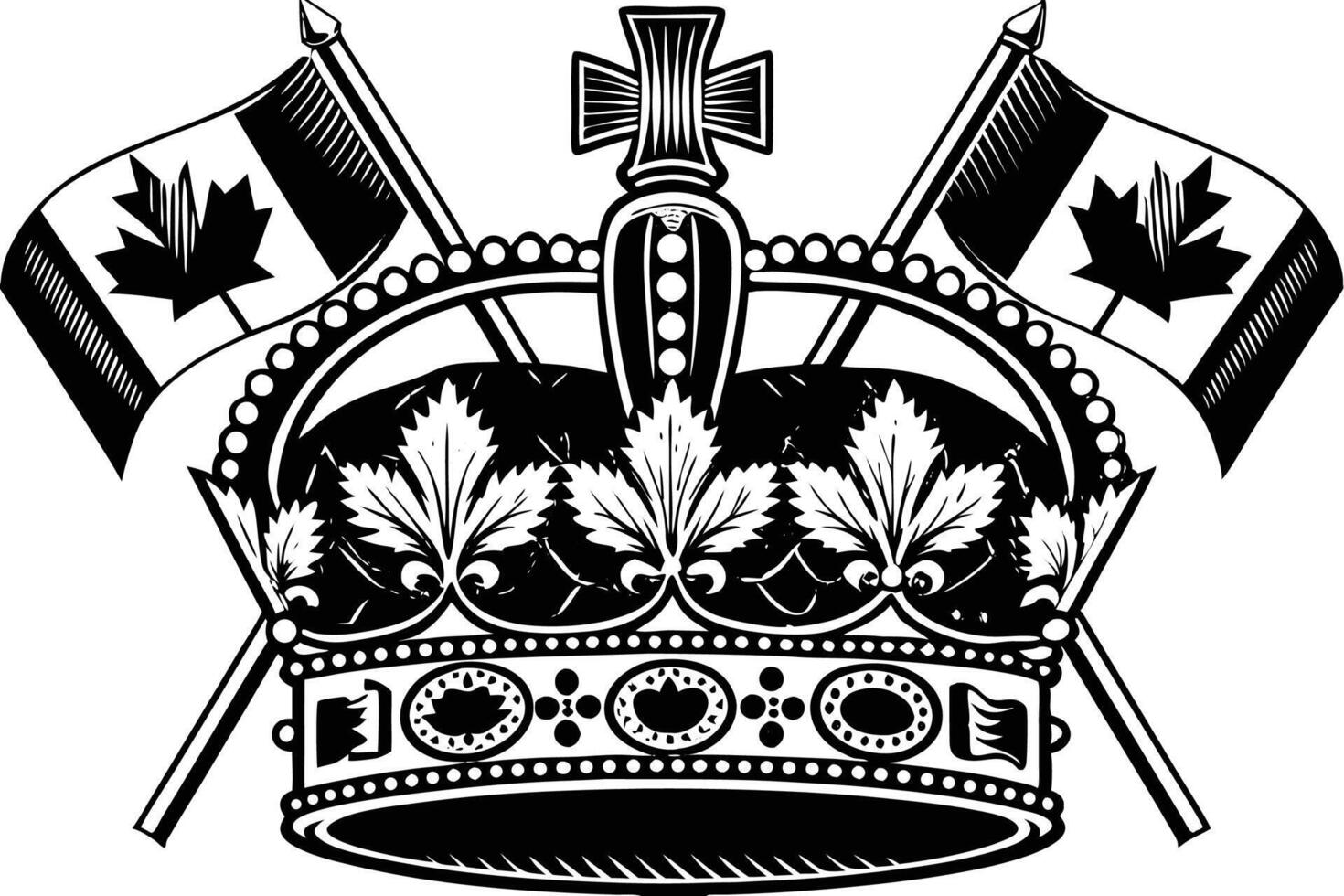 Victoria Day inspired crown featuring iconic Canadian maple leaves and flags in a beautiful design representing heritage and national celebration vector