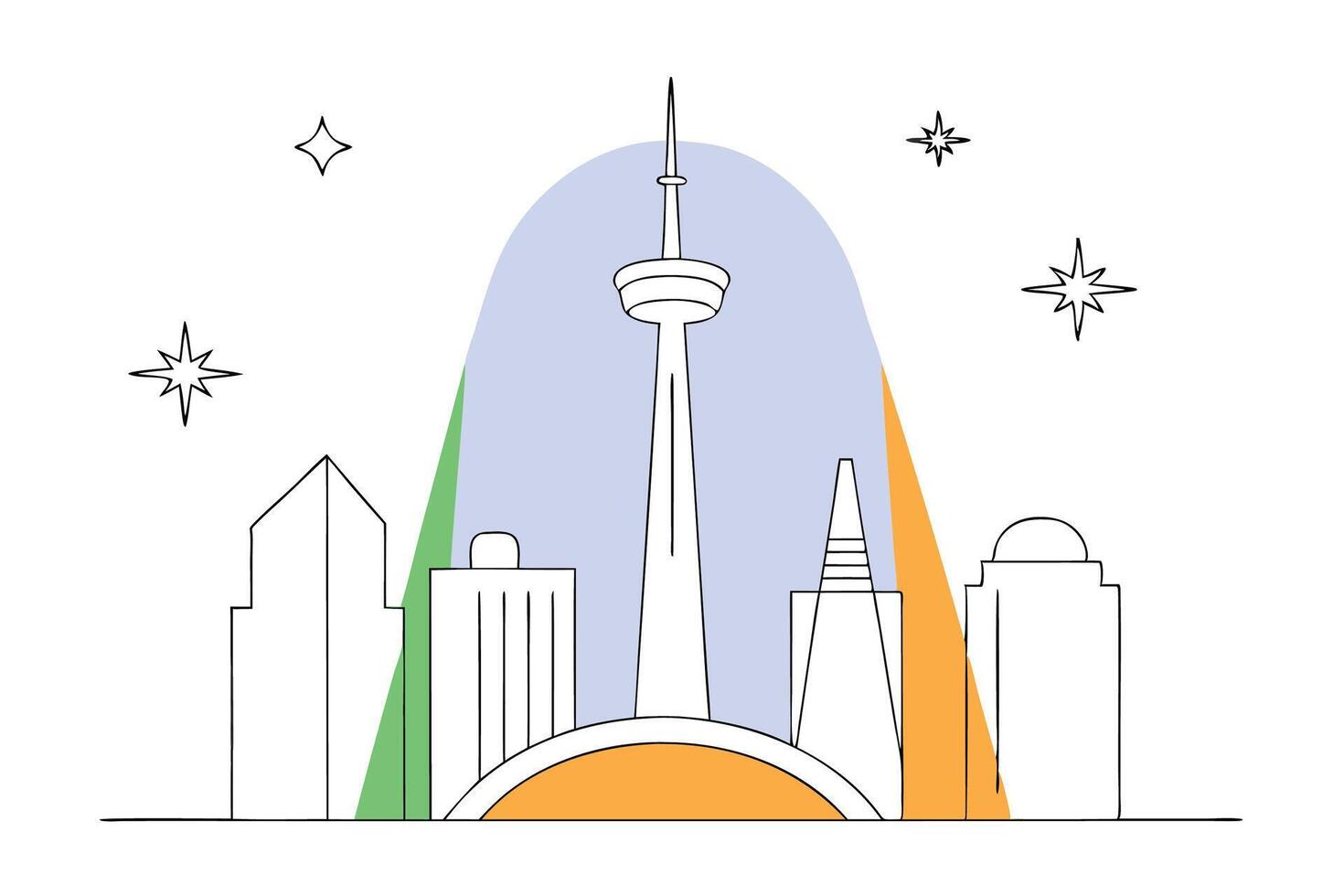 Gorgeous city skyline at night featuring tall skyscrapers lit up in vibrant colors showcasing a mesmerizing cityscape glowing in the nighttime sky vector