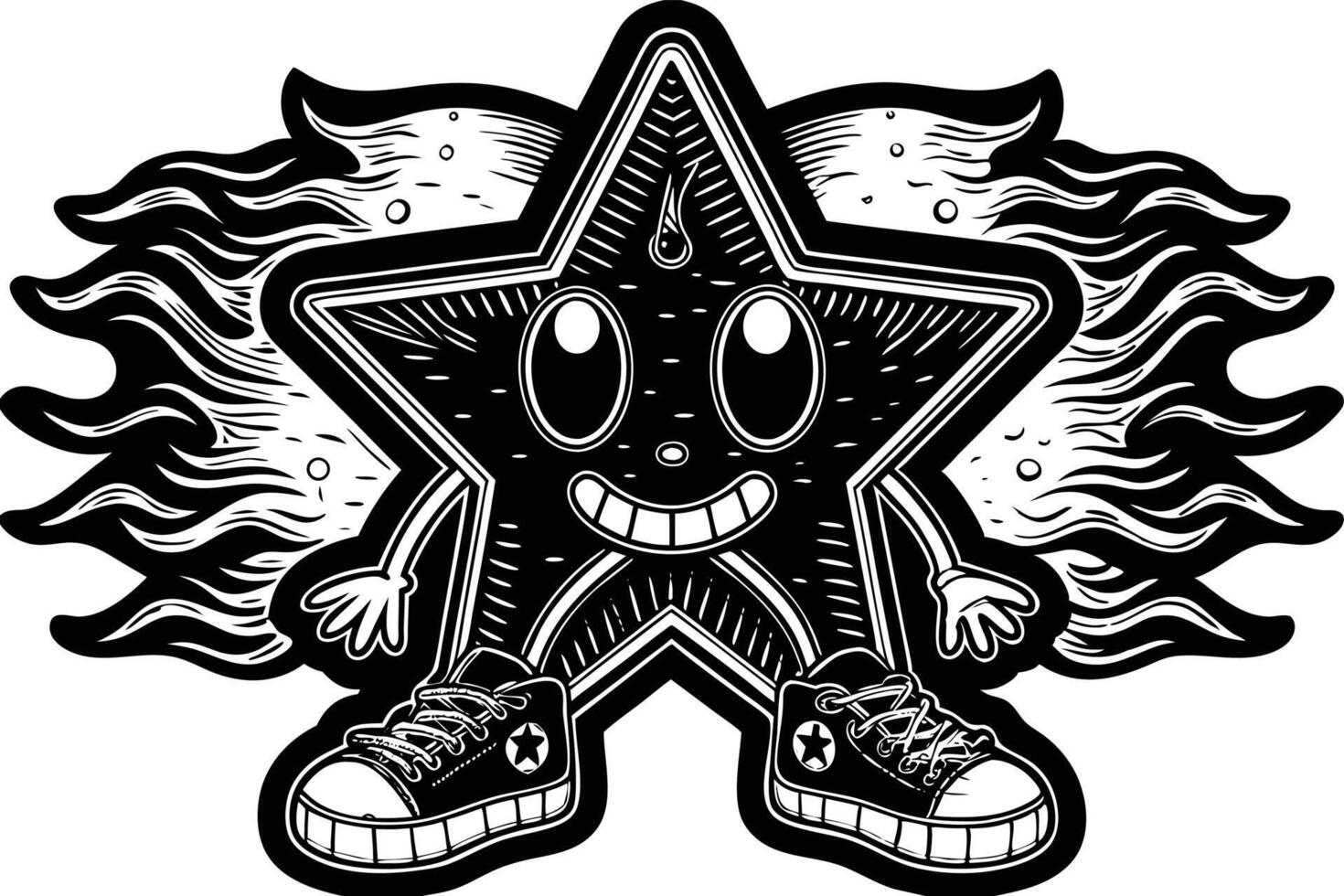Adorable yellow star cartoon character in a cute style shining happily with a friendly smile ideal for cheerful and whimsical creative projects vector