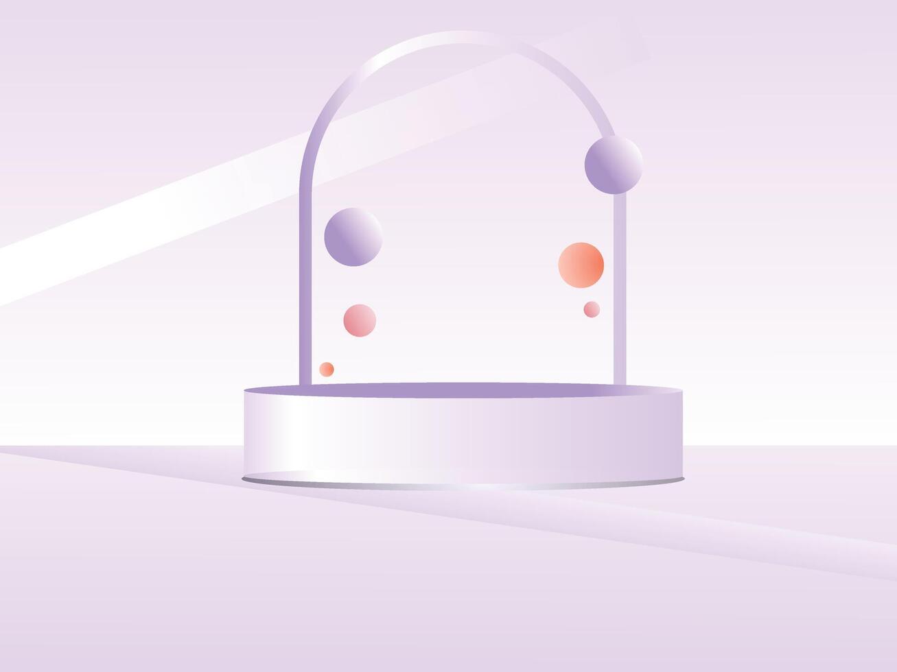 Minimal White Podium with Hanging Orbs For Product Placement Display vector