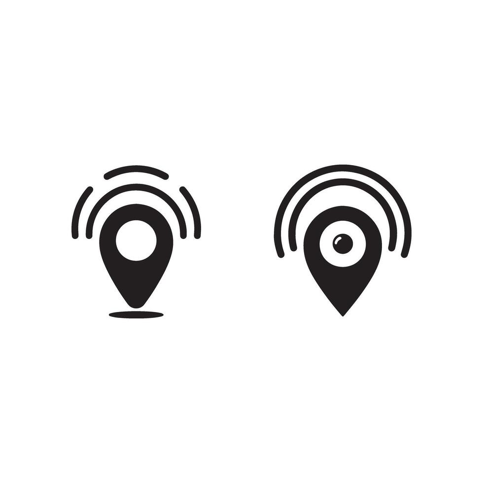 Two icons of a location marker and a wifi icon vector