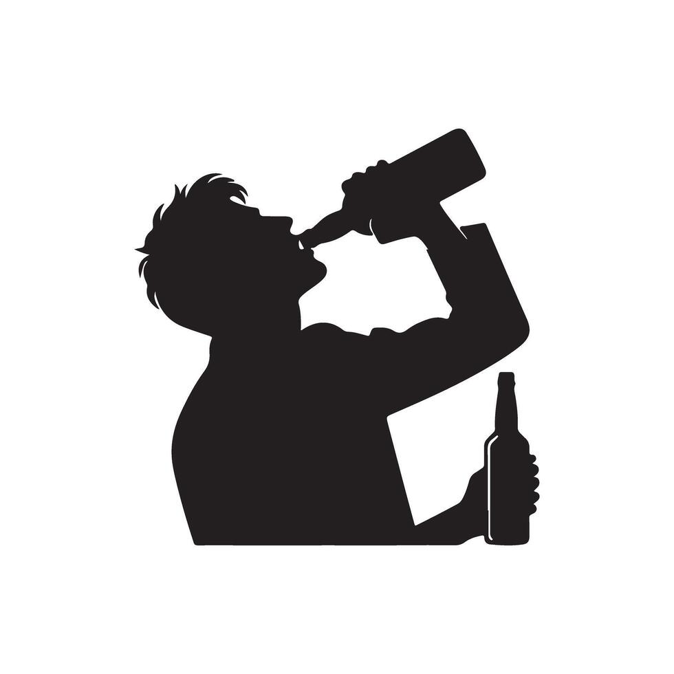 Man drinking beer silhouette illustration vector